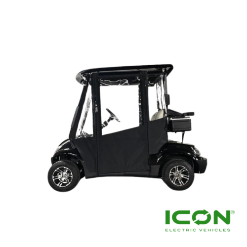 Sunbrella Jet Black Canvas 2-Passenger Hinged Door Enclosure Cover For ICON I20 Golf Carts