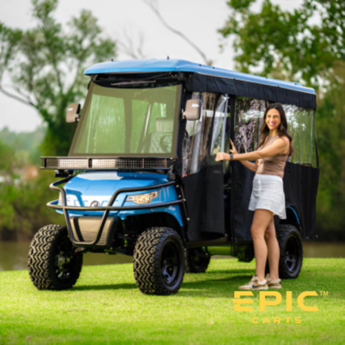 Sunbrella Jet Black Track-Style Canvas Enclosure For EPIC E60L Golf Cart (Does Not Fit E60)
