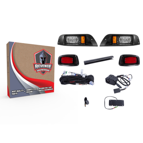 12-48 Volt LED Hi-Low Beam Deluxe Light Kit With Brake Pads For EZGO TXT PRE 2013 Golf Carts