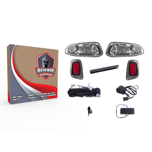 12-48 Volt LED Hi-Low Beam Deluxe Light Kit With Brake Pads For EZGO RXV 2016+ Golf Carts