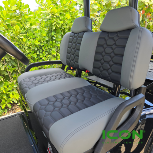 ICON Two Tone Premium Black And Antracite Custom Seat Cool Touch Base With Lando Pattern And Black Stitching