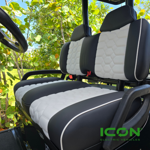 ICON Two Tone Premium White And Black Custom Seat Cool Touch Base With Lando Pattern And White Stitching