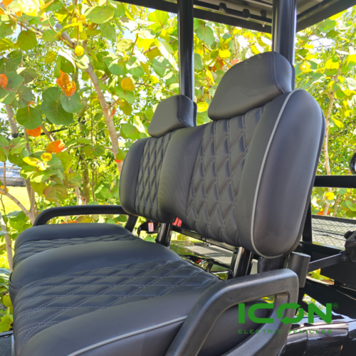 ICON Black Custom Premium Seat Cool Touch Base With Double Diamond Pattern And Antracite Stitching