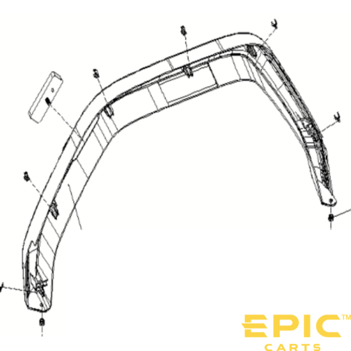 Passenger Side (Right) Rear Fender Flare For EPIC E60FX Golf Carts