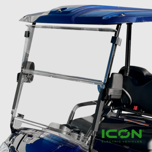 ICON EV Golf Cart Clear Folding Windshield - 2 Piece (Does NOT Fit ICON GAS Models) (Does NOT Fit 2019-Older I20 ICON Carts)