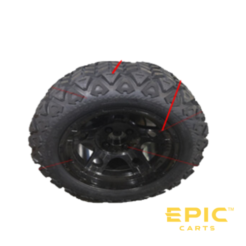 Pre-Mounted 14x7 Aluminum Wheel On DOT C Speed 23x10 R14 Bias Tire For EPIC E40L, E40FL, E60L Golf Carts