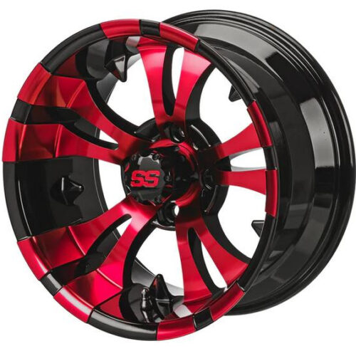 Revenge 12" Warlock Black & Red Golf Cart Wheel 3:4 Offset