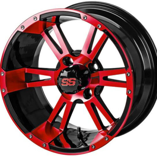Revenge 12x7 Raptor Black & Red Golf Cart Wheel 3:4 Offset