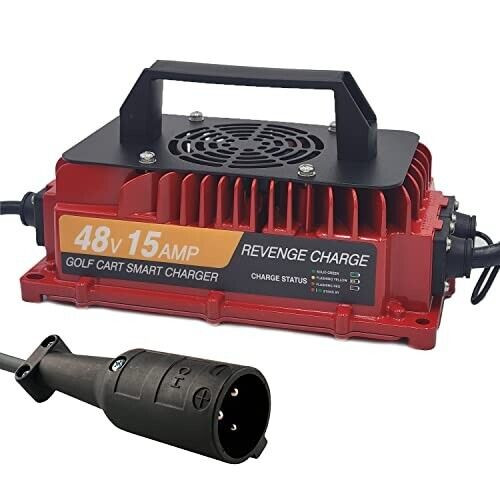 Revenge Golf Cart Parts & Accessories 15 AMP High Speed Club Car Battery Charger For 48 Volt Golf Carts