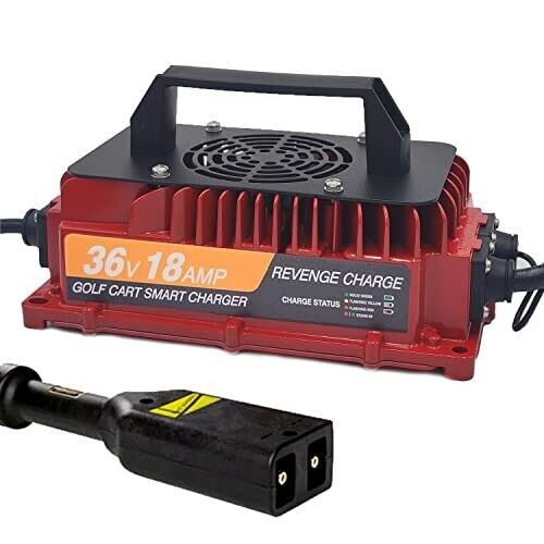 Revenge Golf Cart Parts & Accessories 18 AMP EZGO TXT Battery Charger For 36 Volt Golf Carts With D-Style Plug